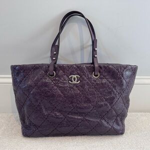 CHANEL Purple Glazed Small on the Road Tote with silver hardware